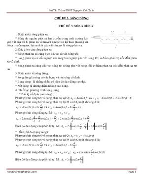 Giáo án Ôn tập vật lý 12 Chủ đề 3 Sóng dừng